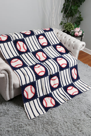 Baseball & Checkered Pattern Luxury Soft Throw Blanket