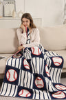 Baseball & Checkered Pattern Luxury Soft Throw Blanket
