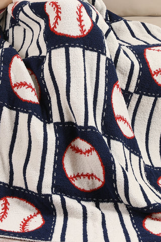 Baseball & Checkered Pattern Luxury Soft Throw Blanket