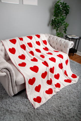 Mixed Hearts Pattern Luxury Soft Throw Blanket