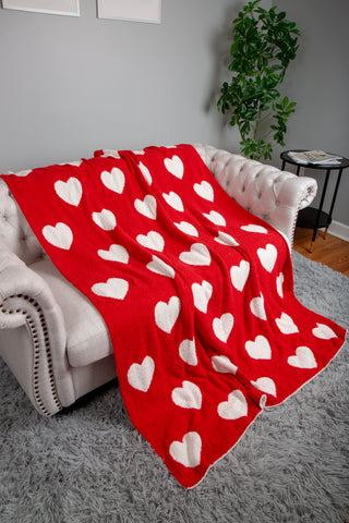 Mixed Hearts Pattern Luxury Soft Throw Blanket