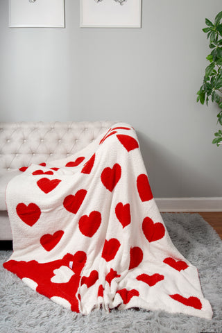 Mixed Hearts Pattern Luxury Soft Throw Blanket