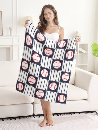 Children's Baseball & Checkered Pattern Luxury Soft Throw Blanket