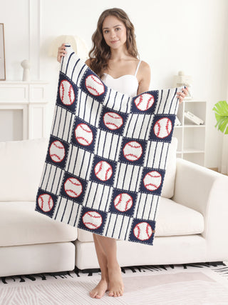Children's Baseball & Checkered Pattern Luxury Soft Throw Blanket