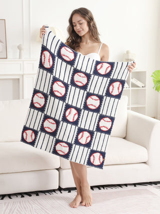 Children's Baseball & Checkered Pattern Luxury Soft Throw Blanket