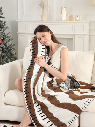 Wavy Striped Pattern Luxury Soft Throw Blanket w/ Tassels