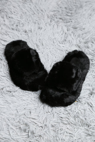 Fuzzy Solid Color Luxury Soft Open-Toe Slippers