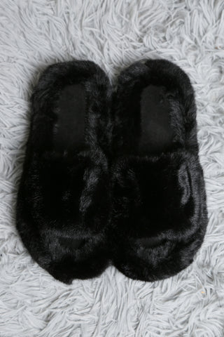 Fuzzy Solid Color Luxury Soft Open-Toe Slippers