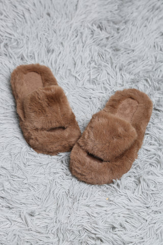 Fuzzy Solid Color Luxury Soft Open-Toe Slippers