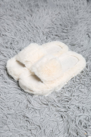 Fuzzy Solid Color Luxury Soft Open-Toe Slippers