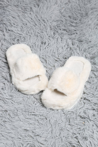 Fuzzy Solid Color Luxury Soft Open-Toe Slippers