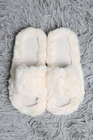 Fuzzy Solid Color Luxury Soft Open-Toe Slippers