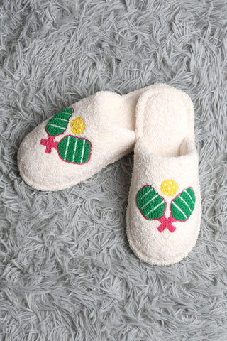 Pickleball Embroidered Luxury Soft Slippers