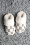 Checkered Faux Fur Luxury Soft Mule Slippers