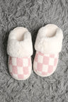 Checkered Faux Fur Luxury Soft Mule Slippers