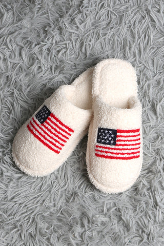 American Flag Embroidered Luxury Soft Slippers