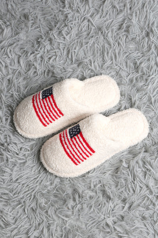 American Flag Embroidered Luxury Soft Slippers