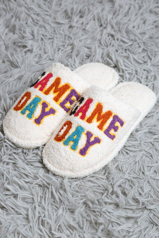 Multi-Colored Game Day Embroidered Luxury Soft Slippers