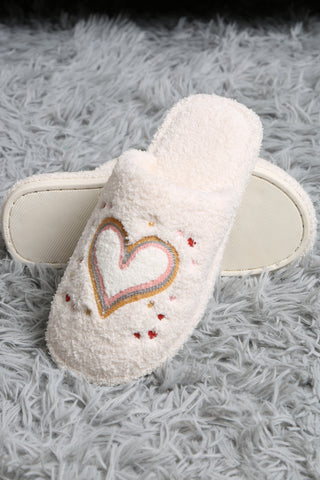 Heart Embroidered Luxury Soft Slippers