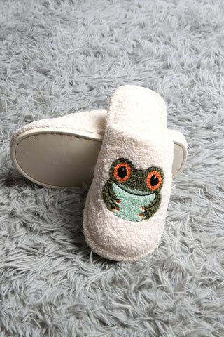 Frog Embroidered Luxury Soft Slippers