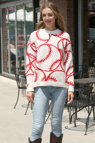 Sports Pattern Luxury Soft Crew Neck Sweater