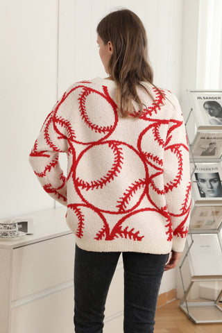 Sports Pattern Luxury Soft Crew Neck Sweater