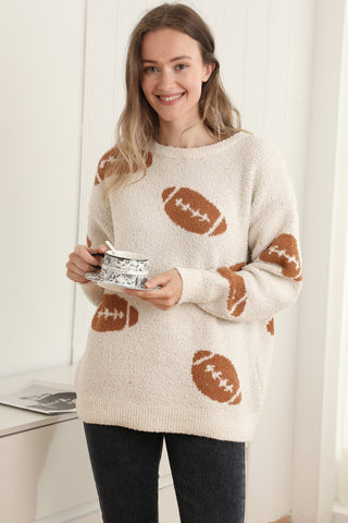 Sports Pattern Luxury Soft Crew Neck Sweater