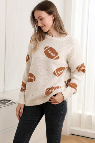 Sports Pattern Luxury Soft Crew Neck Sweater