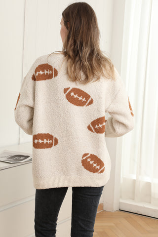 Sports Pattern Luxury Soft Crew Neck Sweater