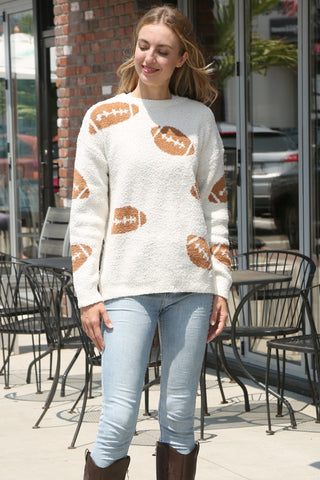 Sports Pattern Luxury Soft Crew Neck Sweater