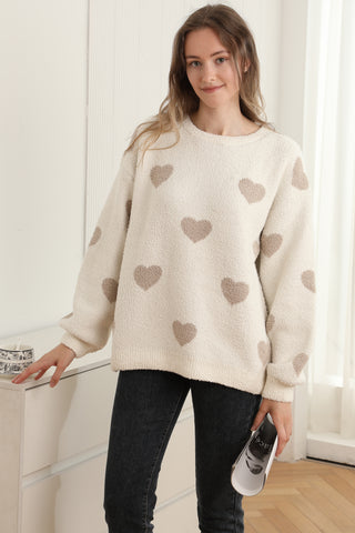 Heart Pattern Luxury Soft Crew Neck Sweater
