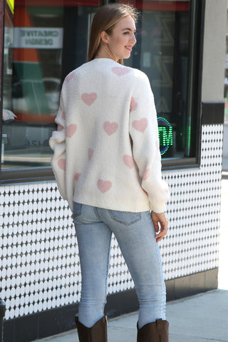 Heart Pattern Luxury Soft Crew Neck Sweater