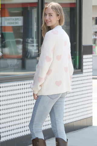 Heart Pattern Luxury Soft Crew Neck Sweater