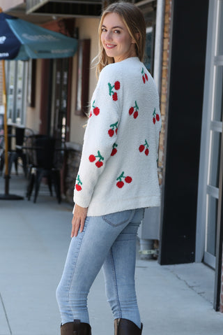 Cherry Pattern Luxury Soft Crew Neck Sweater