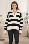 Striped Pattern Luxury Soft Collared Sweater