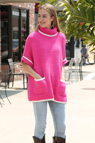 Solid Color Luxury Soft 3/4 Sleeve Sweater W/ Front Pockets