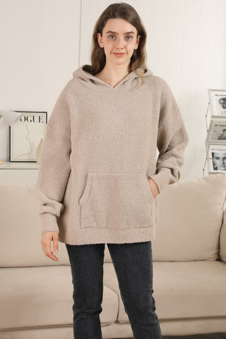 Solid Color Luxury Soft Hooded Sweater W/ Front Pocket