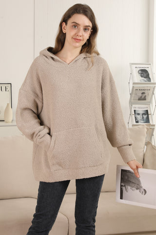 Solid Color Luxury Soft Hooded Sweater W/ Front Pocket