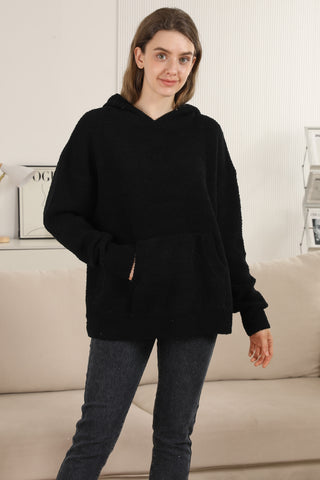 Solid Color Luxury Soft Hooded Sweater W/ Front Pocket