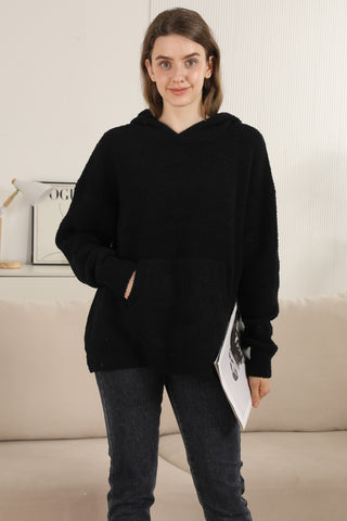 Solid Color Luxury Soft Hooded Sweater W/ Front Pocket