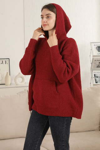 Solid Color Luxury Soft Hooded Sweater W/ Front Pocket