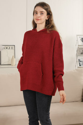 Solid Color Luxury Soft Hooded Sweater W/ Front Pocket