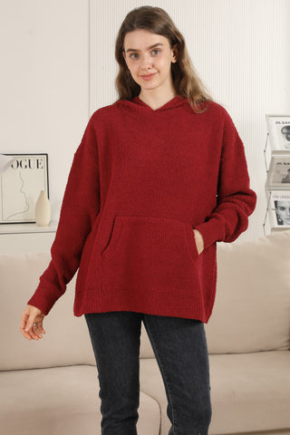 Solid Color Luxury Soft Hooded Sweater W/ Front Pocket