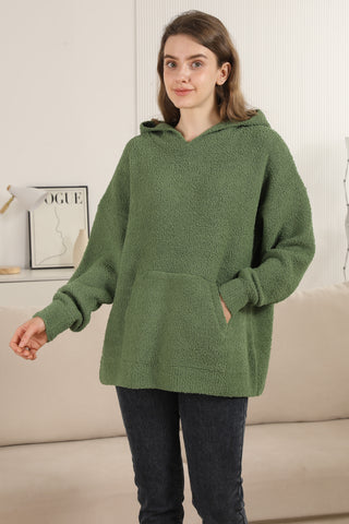 Solid Color Luxury Soft Hooded Sweater W/ Front Pocket