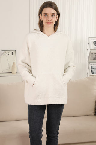 Solid Color Luxury Soft Hooded Sweater W/ Front Pocket