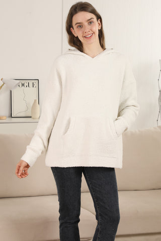 Solid Color Luxury Soft Hooded Sweater W/ Front Pocket