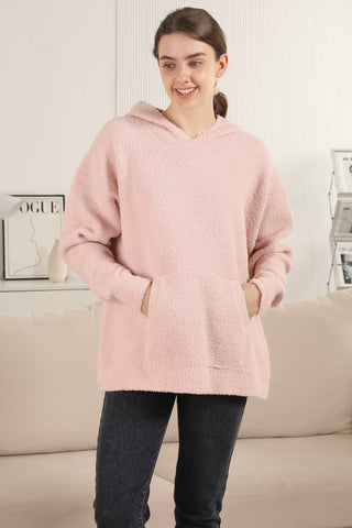 Solid Color Luxury Soft Hooded Sweater W/ Front Pocket
