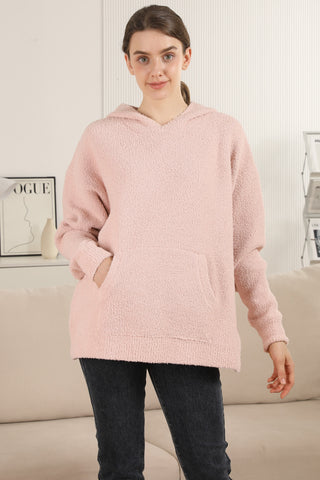 Solid Color Luxury Soft Hooded Sweater W/ Front Pocket