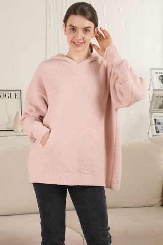 Solid Color Luxury Soft Hooded Sweater W/ Front Pocket