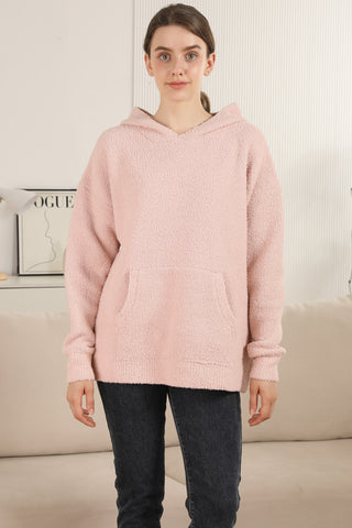 Solid Color Luxury Soft Hooded Sweater W/ Front Pocket